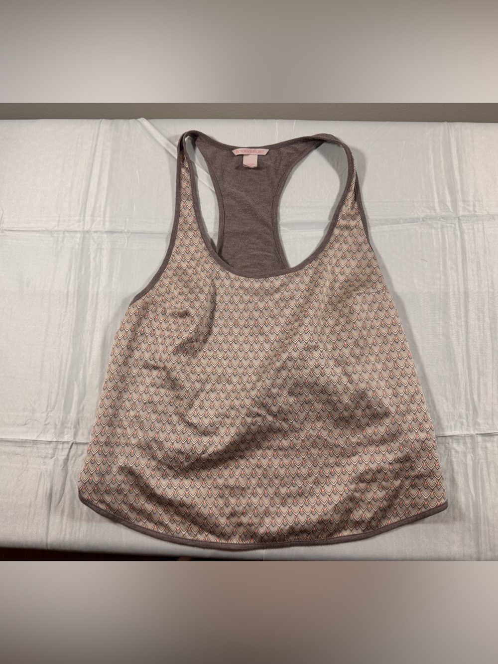 Women's Patterned Racerback Tank Top - Taupe/Pink